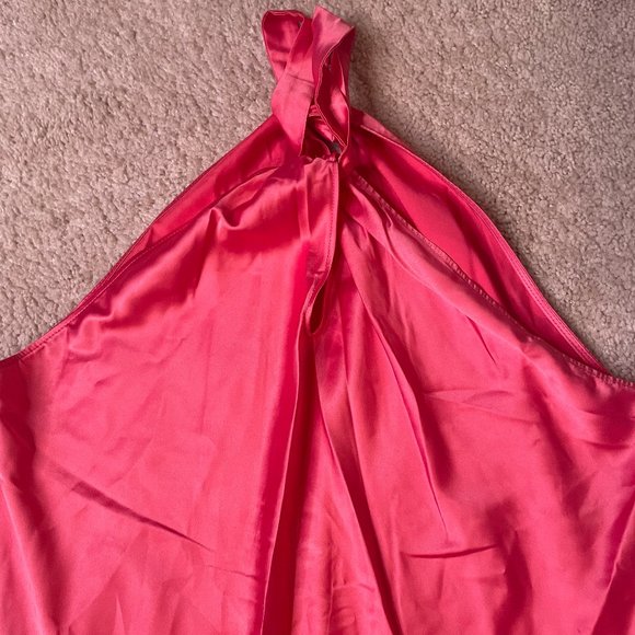 Aqua Hot Pink Silk Mini Dress Size L - Picture 2 of 2